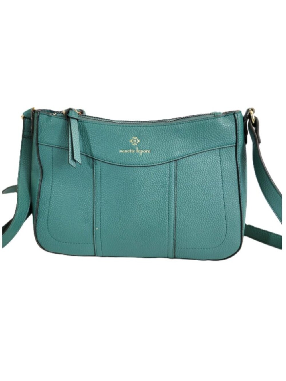 Nanette Lepore Teal Pebbled Vegan Leather Crossbody Bag - Gold Hardware